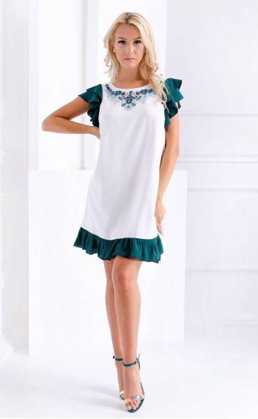 green midi Summer dresses ⭐ White summer midi dress Emerald