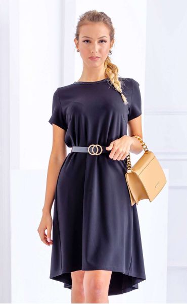black long Winter dresses ⭐ Casual black midi short sleeve dress