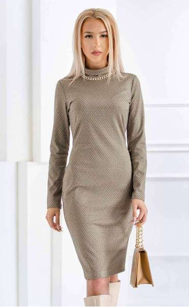 beige midi Casual Dresses ⭐ Casual winter dress with golden