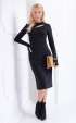 Casual black longsleeve dress with bust cut