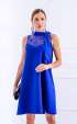 Elegant Regular fit Oval neck with Ribbon Midi Dress