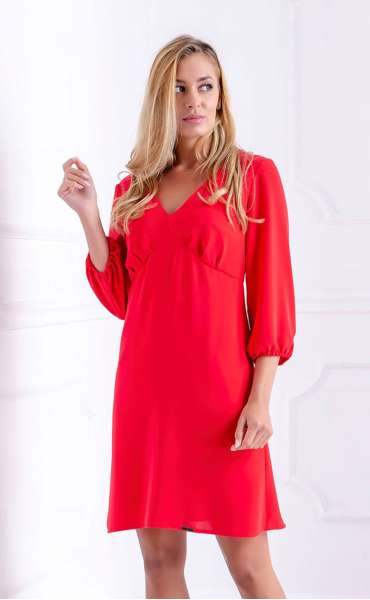Официални рокли ⭐ Червена Елегантна дамска рокля с дълъг ръкав