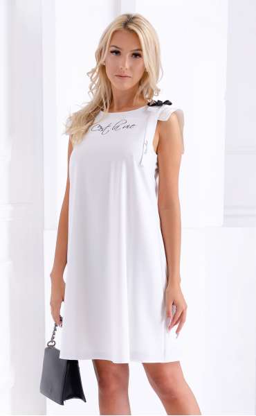 Елегантна бяла дамска къса лятна рокля Nicole ⭐ бели къси рокли Ароганс