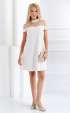 дамски бели рокли ⭐ Бяла къса официална разкроена рокля Оливия с тюл