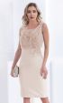 Beige Formal Dress with Floral Lace and Open Back