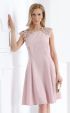 Elegant Pink Sleeveless Formal Dress with Lace and Flared Skirt