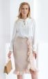Beige High-Waisted Skirt with Asymmetric Ruffles for Women